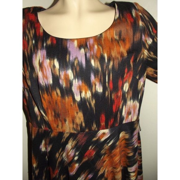 Luxe by Carmen Woman 16W Orange Black Knit Asymmetrical Hem Midi Sheath Dress - Picture 2 of 8